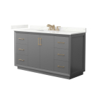 Wyndham Strada (single) 60-Inch Dark Gray Vanity - Satin Bronze