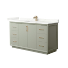 Wyndham Strada (single) 60-Inch Light Green Vanity - Satin Bronze