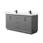 Wyndham Strada (double) 66-Inch Dark Gray Vanity - Matte Black