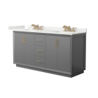 Wyndham Strada (double) 66-Inch Dark Gray Vanity - Satin Bronze
