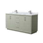 Wyndham Strada (double) 66-Inch Light Green Vanity - Brushed Nickel