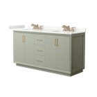 Wyndham Strada (double) 66-Inch Light Green Vanity - Satin Bronze