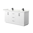 Wyndham Strada (double) 66-Inch White Vanity - Matte Black