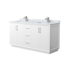 Wyndham Strada (double) 66-Inch White Vanity - Brushed Nickel
