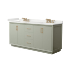 Wyndham Strada (double) 72-Inch Light Green Vanity - Satin Bronze
