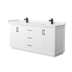 Wyndham Strada (double) 72-Inch White Vanity - Matte Black