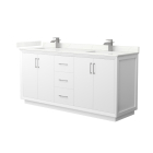 Wyndham Strada (double) 72-Inch White Vanity - Brushed Nickel