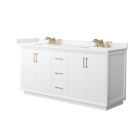 Wyndham Strada (double) 72-Inch White Vanity - Satin Bronze