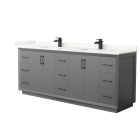 Wyndham Strada (double) 84-Inch Dark Gray Vanity - Matte Black