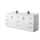 Wyndham Strada (double) 84-Inch White Vanity - Matte Black