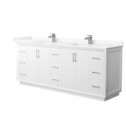 Wyndham Strada (double) 84-Inch White Vanity - Brushed Nickel