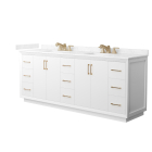 Wyndham Strada (double) 84-Inch White Vanity - Satin Bronze