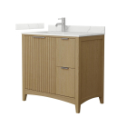 Wyndham Palmilla (single) 36-Inch Left-Offset Natural Oak Vanity - Brushed Nickel