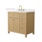 Wyndham Pendry (single) 36-Inch Left-Offset Tanned Oak Vanity - Brushed Gold