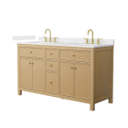 Wyndham Pendry (double) 60-Inch Tanned Oak Vanity - Brushed Gold