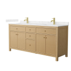 Wyndham Pendry (double) 72-Inch Tanned Oak Vanity - Brushed Gold