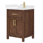 Wyndham Beckett (single) 24-Inch Dark Walnut Vanity - Brushed Gold