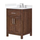 Wyndham Beckett (single) 24-Inch Dark Walnut Vanity - Brushed Nickel
