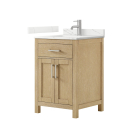 Wyndham Beckett (single) 24-Inch Whitewashed Oak Vanity - Brushed Nickel