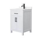 Wyndham Beckett (single) 24-Inch White Vanity - Matte Black