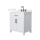 Wyndham Beckett (single) 30-Inch White Vanity - Matte Black