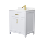 Wyndham Beckett (single) 30-Inch White Vanity - Brushed Gold