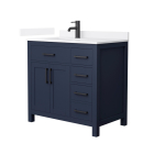 Wyndham Beckett (single) 36-Inch Left-Offset Dark Blue Vanity - Matte Black