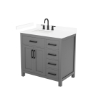 Wyndham Beckett (single) 36-Inch Left-Offset Dark Gray Vanity - Matte Black