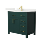 Wyndham Beckett (single) 36-Inch Left-Offset Green Vanity - Brushed Gold