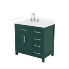 Wyndham Beckett (single) 36-Inch Left-Offset Green Vanity - Brushed Nickel