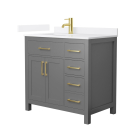 Wyndham Beckett (single) 36-Inch Left-Offset Dark Gray Vanity - Brushed Gold
