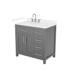 Wyndham Beckett (single) 36-Inch Left-Offset Dark Gray Vanity - Brushed Nickel