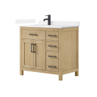 Wyndham Beckett (single) 36-Inch Left-Offset Whitewashed Oak Vanity - Matte Black