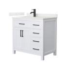 Wyndham Beckett (single) 36-Inch Left-Offset White Vanity - Matte Black