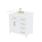 Wyndham Beckett (single) 36-Inch Left-Offset White Vanity - Brushed Gold