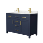 Wyndham Beckett (double) 48-Inch Dark Blue Vanity - Brushed Gold