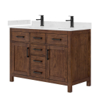 Wyndham Beckett (double) 48-Inch Dark Walnut Vanity - Matte Black