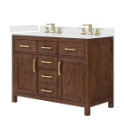 Wyndham Beckett (double) 48-Inch Dark Walnut Vanity - Brushed Gold