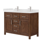 Wyndham Beckett (double) 48-Inch Dark Walnut Vanity - Brushed Nickel