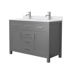 Wyndham Beckett (double) 48-Inch Dark Gray Vanity - Brushed Nickel
