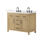 Wyndham Beckett (double) 48-Inch Whitewashed Oak Vanity - Matte Black