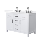Wyndham Beckett (double) 48-Inch White Vanity - Matte Black