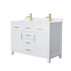 Wyndham Beckett (double) 48-Inch White Vanity - Brushed Gold