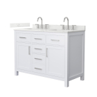 Wyndham Beckett (double) 48-Inch White Vanity - Brushed Nickel