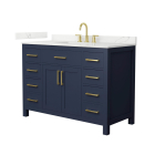 Wyndham Beckett (single) 48-Inch Dark Blue Vanity - Brushed Gold