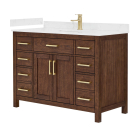 Wyndham Beckett (single) 48-Inch Dark Walnut Vanity - Brushed Gold