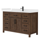 Wyndham Beckett (single) 54-Inch Dark Walnut Vanity - Matte Black