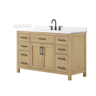 Wyndham Beckett (single) 54-Inch Whitewashed Oak Vanity - Matte Black