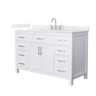 Wyndham Beckett (single) 54-Inch White Vanity - Brushed Nickel