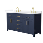 Wyndham Beckett (double) 60-Inch Dark Blue Vanity - Brushed Gold